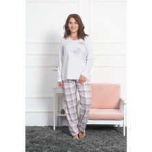 Kezokino Kadın Gri Uzun Kol Pijama Takımı 9080120248