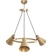 Fer Avize  Rüzgar 3’lü Retro Rustik Mafsallı Gold Metal Avize