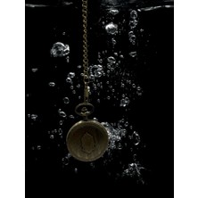 Miss Lale Desen Kabartmalı Metal Gövdeli Bronz Rengi Köstekli Cep Saati Özel Ahşap Kutusunda 4,5 cm
