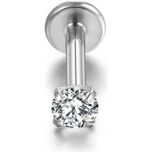 Bylin %100 G23 Titanyum Tek Taş Piercing (Taş Çapı 3mm) Bar Uzunluğu 6mm
