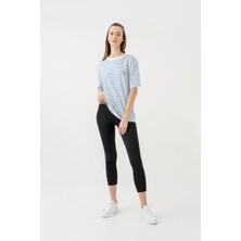 Newces %100 Pamuklu Çizgili Oversize Tshirt 1097