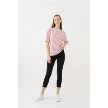 Newces %100 Pamuklu Çizgili Oversize Tshirt 1097