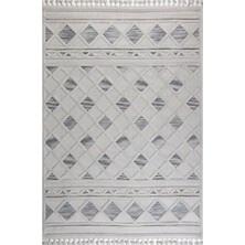 Gümüşsuyu Deco Alvin 12731 Yeni  Yüksek Kalite Modern Kabartmalı Örgü Saçaklı Gri Salon Halısı
