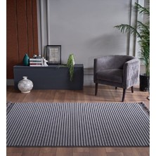 Gümüşsuyu Deco Alvin 12612 Yeni  Yüksek Kalite Modern Kabartmalı Örgü Saçaklı Antrasit Salon Halısı