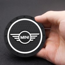 Rosetr Mini Cooper Araç Içi Bardak Altlığı Siyah Mini Logolu 2'li Set 72MM