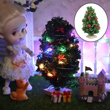 Gerçekçi 1:12 Dollhouse Noel Ağacı Mini Süsler Xmas Ev Için Playset