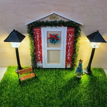 5 Parça 1/12 Dıy El Sanatları Dollhouse Kapı Minyatür Noel Ağacı Modeli Oyuncaklar