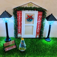 5 Parça 1/12 Dıy El Sanatları Dollhouse Kapı Minyatür Noel Ağacı Modeli Oyuncaklar