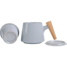 Çay Bardağı Kapaklı ve Saplı Filtre ile Kullanım Kolu Otel Ev Ahşap Saplı Gri Için Yeniden Kullanılabilir Drinkware(Yurt Dışından)