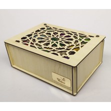 Cokleas Ahşap Akça Renk Çay Kutusu 9 Bölmeli Kapaklı Poşet Bitki Çayı Saklama Kabı Tea Box ( Çaylar Dahil)