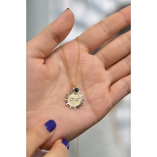 Papatya Silver 925 Ayar Gümüş Gold Kaplama Doğum Taşlı Kristal Kesim Plaka Kova /aquarius Burç Kolye