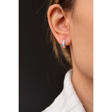 Papatya Silver 925  Ayar Gümüş Gold Kaplama Renkli Mineli Halka Küpe