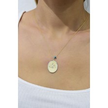 Papatya Silver 925 Ayar Gümüş Gold Kaplama Gözlü Lotus Plaka Kolye