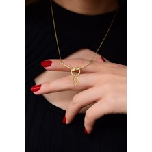 Papatya Silver 925 Ayar Gümüş Gold Kaplama D Harfli Düğüm Kolye