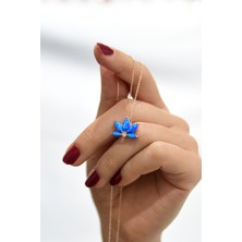 Papatya Silver 925 Ayar Gümüş Rose Kaplama Opal Taşlı Lotus Kolye