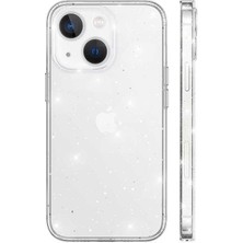 CoverZone Apple iPhone 13 Kılıf Şeffaf Simli Pürüzsüz Sidereal Kılıf Renksiz