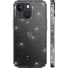 CoverZone Apple iPhone 13 Kılıf Şeffaf Simli Pürüzsüz Sidereal Kılıf Siyah