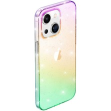 CoverZone Apple iPhone 13 Mini Kılıf Şeffaf Simli Pürüzsüz Sidereal Kılıf Colorful