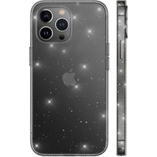 CoverZone Apple iPhone 12 Pro Max Kılıf Şeffaf Simli Pürüzsüz Sidereal Kılıf Siyah