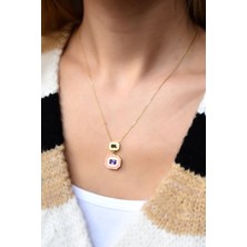 Papatya Silver 925 Ayar Gümüş Gold Kaplama Renkli Mineli Tasarım Kadın Kolye