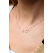 Papatya Silver 925 Ayar Gümüş  Rose  Kaplama Kader Yazısı  Kolye