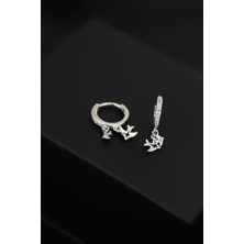 Papatya Silver 925 Ayar Gümüş Rodyum Kaplama Kırlangıç Figürlü Halka Kadın Küpe