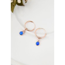 Papatya Silver 925 Ayar Gümüş Rose Kaplama Opal Taşlı Halka Küpe