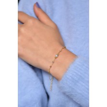 Papatya Silver 925 Ayar Gümüş Üç Renk Kaplama Dorika Toplu Incili Kadın Bileklik UVPTS200001