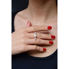 Papatya Silver 925 Ayar Gümüş Akışlı Üç Renk Dorika Toplu Incili Kadın Kolye