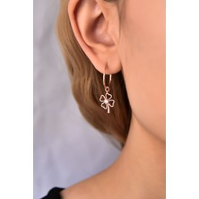 Papatya Silver 925 Ayar Gümüş Rose Kaplama Yonca Halka Küpe