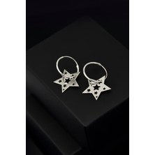 Papatya Silver 925 Ayar Gümüş Rodyum Kaplama Çoklu Yıldız Halka Küpe