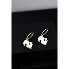 Papatya Silver 925 Ayar Gümüş Rodyum Kaplama Sincap Halka Küpe