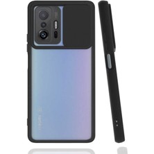 Kzy Xiaomi Mi 11T Kapak Lensi Açılır Kapanır Kamera Korumalı Silikon Kılıf - Siyah