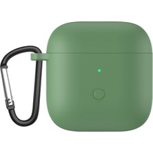Dacare Redmi Buds 3 Için Karabinalı Tam Koruyucu Silikon Kılıf - Yeşil (Yurt Dışından)