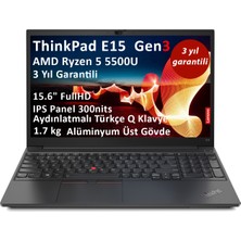 Lenovo Thinkpad E15 Gen 3 Amd Ryzen R5 5500U 16GB 512GB SSD 15.6" FHD Free Dos Dizüstü Bilgisayar 20YG007ATX