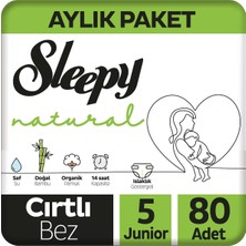 Sleepy Natural Aylık Paket Bebek Bezi 5 Numara Junior 80 Adet