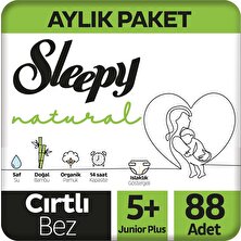 Sleepy Natural Aylık Paket Bebek Bezi 5+ Numara Junior Plus 88 Adet
