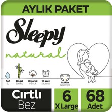 Sleepy Natural Aylık Paket Bebek Bezi 6 Numara Xlarge 68 Adet