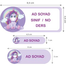 Okul Etiketi Defter, Kalem Sticker Unicorn 56 Adet