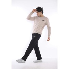 Escetic Erkek Spor Bej Kışlık Sweatshirt Takım, 3 İplik (İçi Şardonlu) Kumaş - A3053