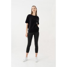 Newces Nakış Detaylı %100 Pamuk Oversize Tshirt 1095