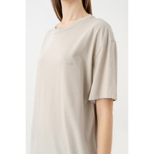 Newces Nakış Detaylı %100 Pamuk Oversize Tshirt 1095