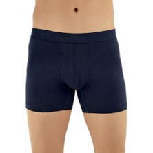 Bluence Erkek Pamuklu Likralı Esnek Lacivert Boxer 4 Adet