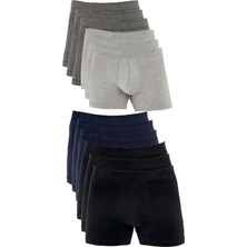 Bluence Erkek Pamuklu Likralı Esnek Karışık Renk Boxer 12 Adet