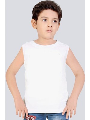 Rock&Roll Düz, Baskısız Basic Beyaz Kesik Kol | Kolsuz Kız Erkek Uniseks Çocuk T-Shirt | Atlet