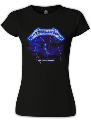 Lordd T-Shirt Lorddd T-Shirt T-Shirt Metallica - Ride The Lightning Siyah Bayan Tshirt