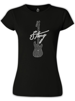 Lordd T-Shirt Lorddd T-Shirt T-Shirt Sting - Guitar Siyah Bayan Tshirt