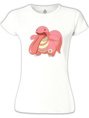 Lordd T-Shirt Lorddd T-Shirt T-Shirt Pokemon - Lickitung Beyaz Bayan Tshirt