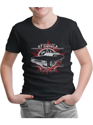 Lordd T-Shirt Lorddd T-Shirt T-Shirt Supernatural - 67 Impala Siyah Çocuk Tshirt