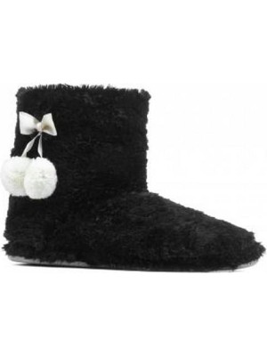 Yaz Kış Ayakkabı Yaz Kış Kadın Pomponlu Pembe Krem Siyah Gri Kaymaz Taban Içi Polar Panduf Ev Botu